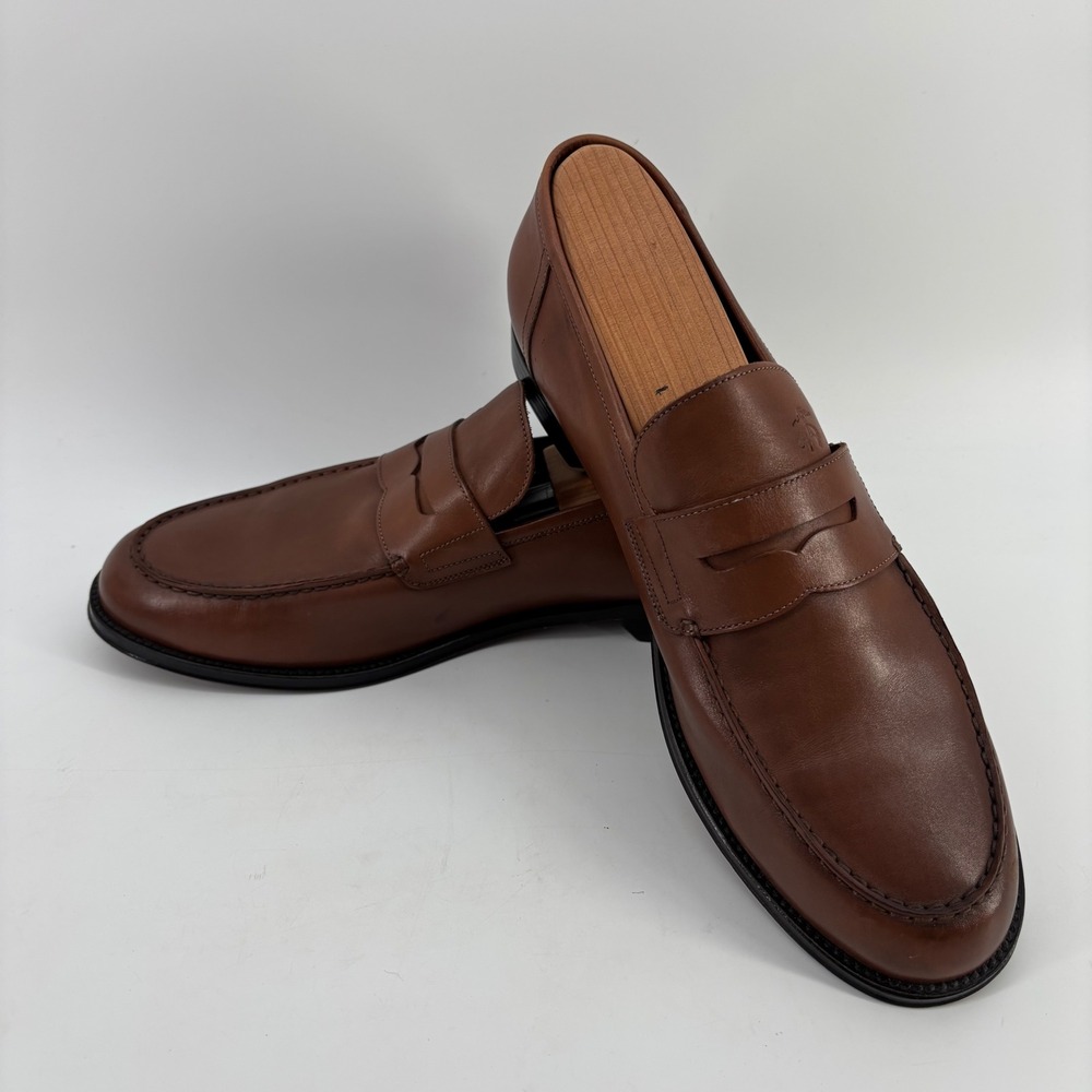 Brooks Brothers Calf Leather Penny Loafers Mens 13 Brown Made in Italy